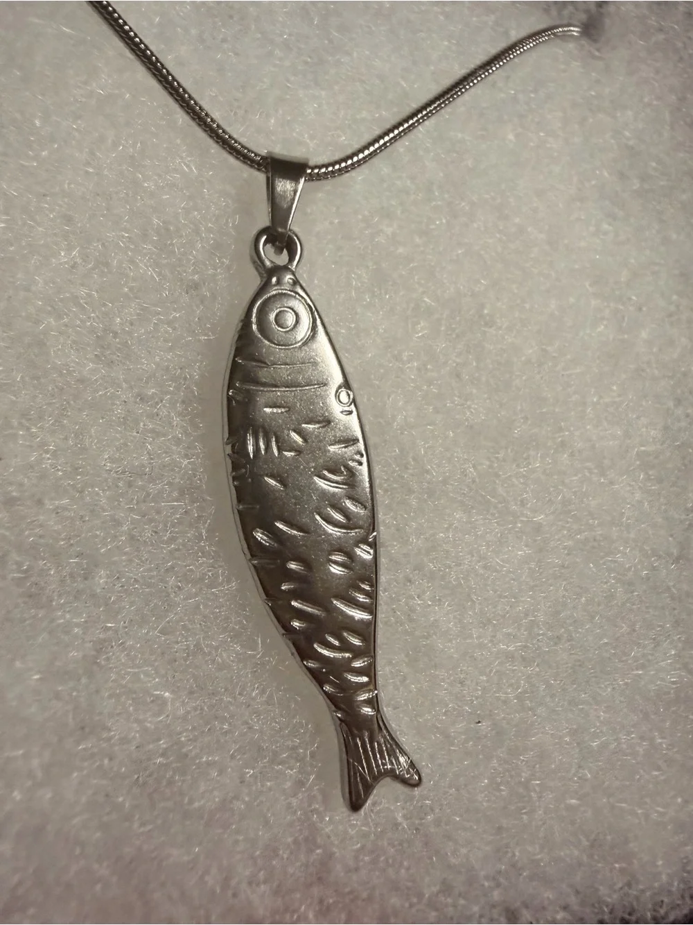 3D Silver Fish Pendant Necklace - Polished Fish Charm